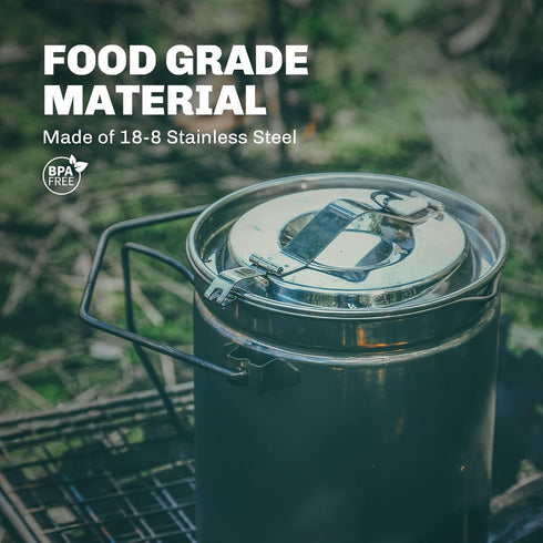 Fire Maple Antarcti 1.2L Camping Pot with Lid, SUS304 Stainless Steel Bushcraft Gear, Hangable Campfire Cooking