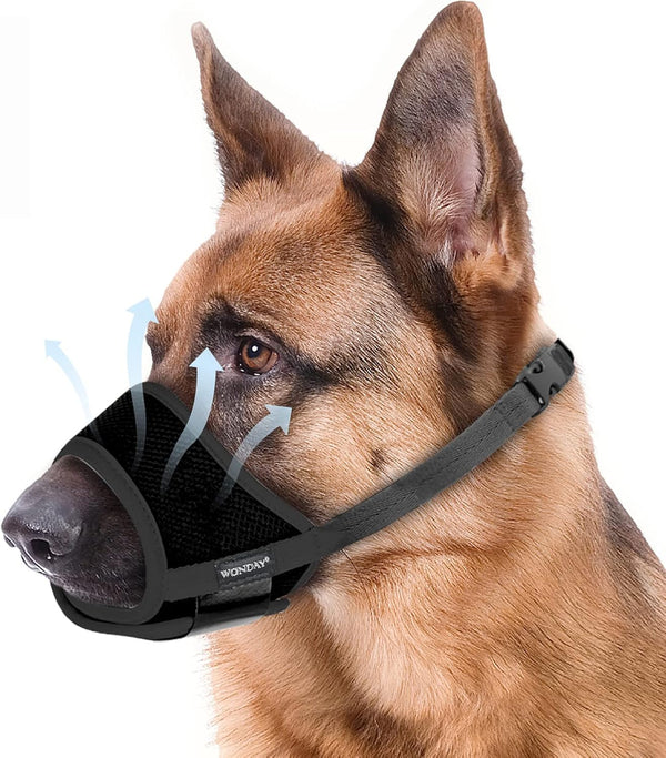 WONDAY Nylon Dog Muzzle for Small Medium Large Dogs, Breathable Lightweight Mesh