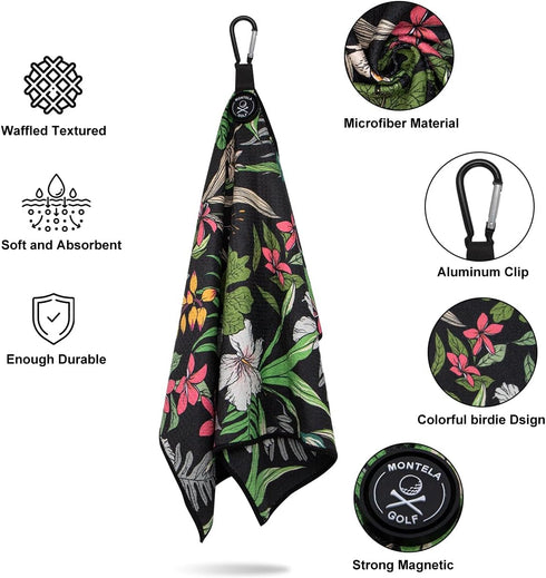 montela Golf Towel, Magnetic Golf Towel for Bags with Clip, Microfiber Fabric for Strong Hold
