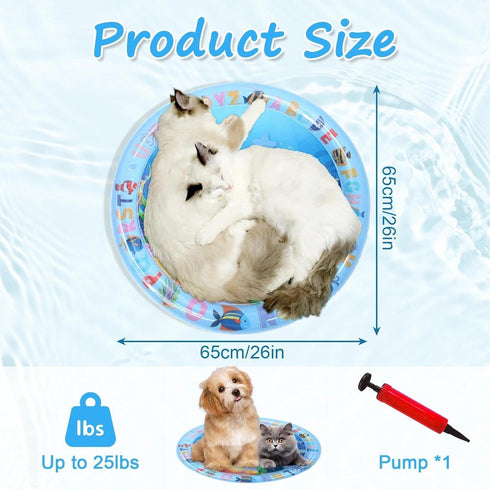 Generic Cat Water Mat, Pet Water Bed with Fish, Thickened Sensory Play Mat for Cats, Leak-Proof Inflatable Cooling