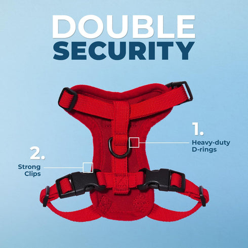 Voyager Step-in Lock Adjustable Cat Harness with 5ft Leash, Supports Small to Large Cats, Red, XXS