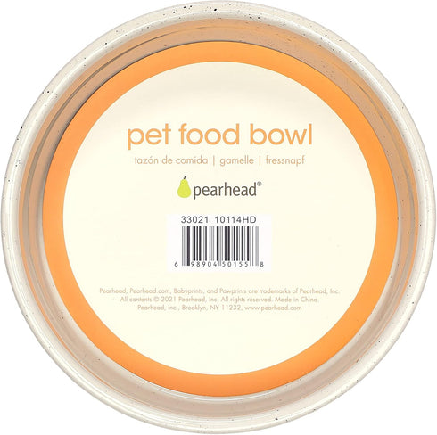 Pearhead Woof Pet Bowl, 24 oz Ceramic Dog Water and Food Dish, Microwave and Dishwasher Safe, Holds 3 Cups