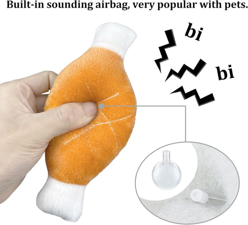 Andiker 2pcs Dog Squeaky Toy, Funny Plush Chicken Legs Bone Toy for Small Medium Large Dogs and Cats (2pcs)