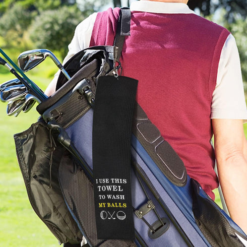 Funny Golf Towel, I Use This Towel to Wash My Balls, Embroidered Golf Gifts for Men with Clip
