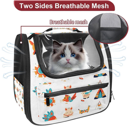Backpack Backpack Bohemian Baby Icons Cat Carrier, Breathable Cat Carrier Large Space Bubble Pet for Kitty Small Dog