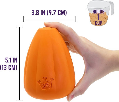Chew King Premium Treat Dog Toy, Extremely Durable Natural Rubber, Bacon Flavored, Orange, X-Large