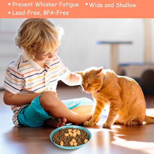 6 inch Cat Bowls for Food and Water - Unbreakable Wheat Straw Dishes, 8 Pcs