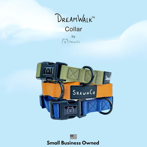 ShawnCo Dream Walk Adjustable Dog Collar, Comfortable Pet Collar for All Dog Sizes, Oceanic Blue