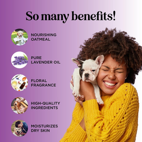 Soothing Oatmeal Shampoo for Dogs - Cleansing and Moisturizing Aloe & Oatmeal Dog Shampoo (Lavender Vanilla)