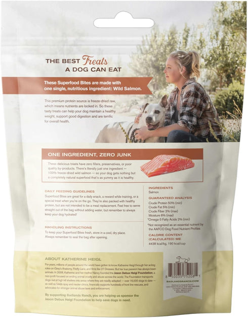 BADLANDS RANCH by Katherine Heigl Superfood Bite Freeze-Dried Raw Wild Salmon Dog Treats High Protein Single-Ingredient