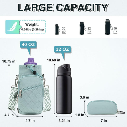 Crossbody Water Bottle Holder Bag with Strap for Hiking and Cycling - AGLOD