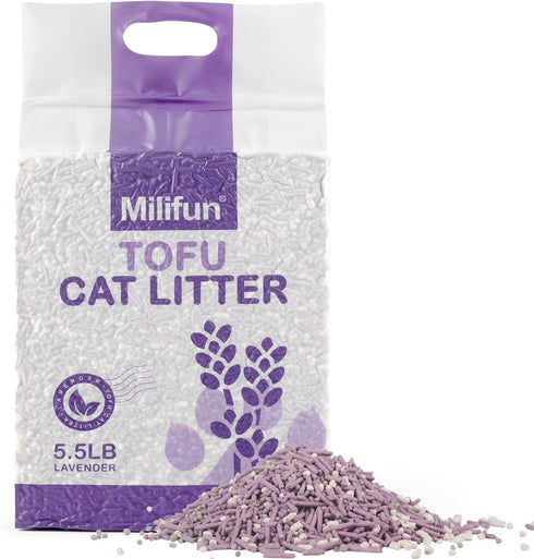 Tofu Cat Litter - Dust-Free, Fast Drying, Ultra Absorbent Clumping Pellets, Lavender Odor Control, Less Scattering