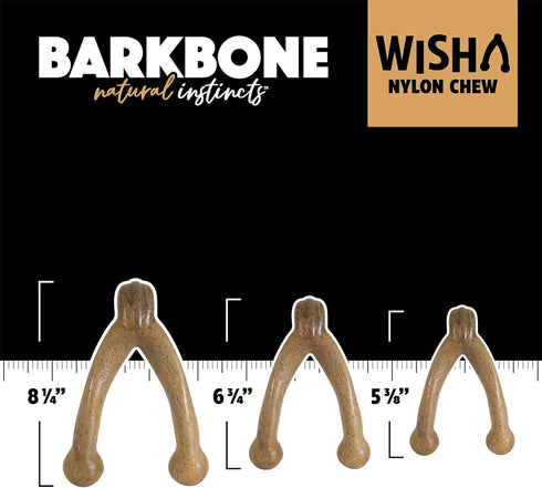 Pet Qwerks Wishbone BarkBone - Nylon Chew Toy for Aggressive Chewers, Bacon Flavor, 8.25"