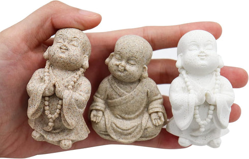 3 Pack Aquarium Ornaments, Mini Buddha Statue Sculpture Decoration for Fish Tank