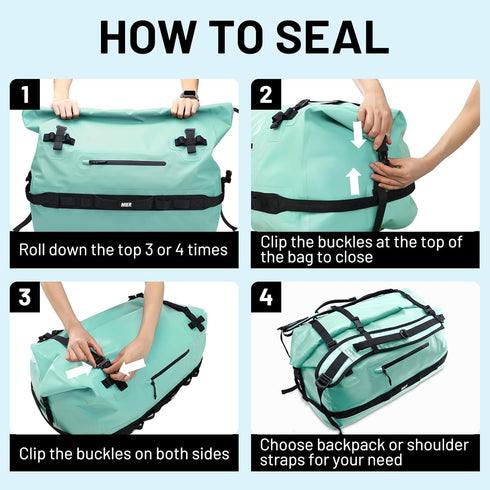 Backpack 60L/80L MIER Waterproof Duffel Bag Motorcycle Dry Bag Large Roll-Top Heavy Duty Dry Duffle Bags for Kayaking