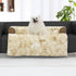 Medium Dog Couch Bed, 35x31 Inches, Faux Fur Tie-dye Khaki, Waterproof Calming Washable Memory Foam