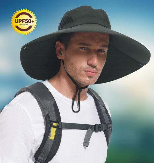 Ultra Wide Brim Hat for Men & Women, UPF50+ Waterproof Sun Hat for Fishing Hiking Camping