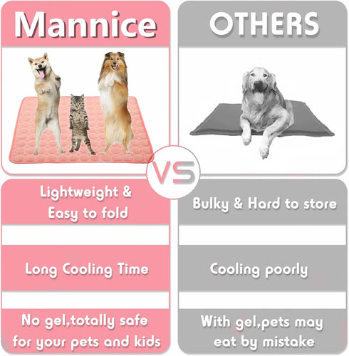 Pet Cooling Mat for Dogs, Ice Silk Cooling Blanket for Extra Large Dogs, Indoor & Outdoor (Pink, XL 40" x 28")