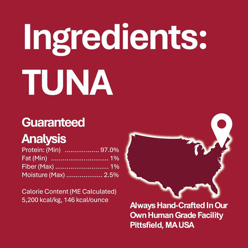 Whole Life Pet Just One Tuna, Cat Treat or Topper, Human Grade, Freeze Dried, 3 Ounce