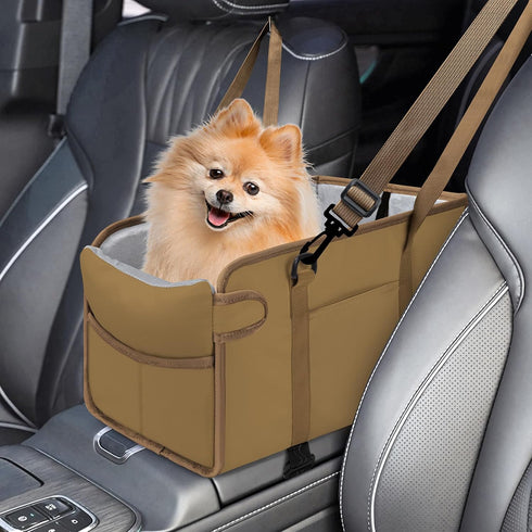 Portable Dog Car Seat for Small Dogs - Adjustable Safety Leash, Washable