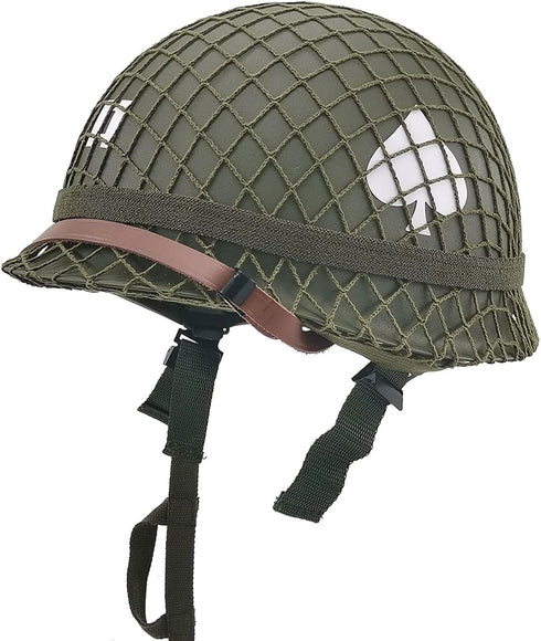 WW2 US Army M1 Helmet, Metal Steel Shell Replica, WW2 Gear, Uniform with Net/Canvas Chin Strap, DIY Painting