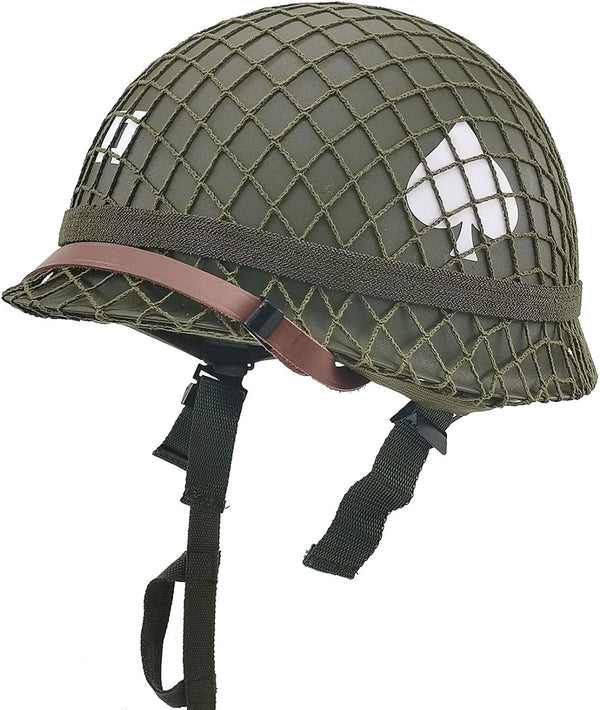 WW2 US Army M1 Helmet, Metal Steel Shell Replica, WW2 Gear, Uniform with Net/Canvas Chin Strap, DIY Painting