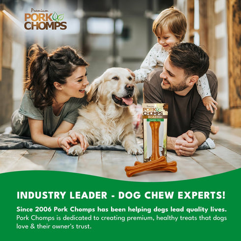 7-inch 1 Count (Pack 5) Pork Chomps Roasted Pressed Pork Skin Dog Chew, Bone