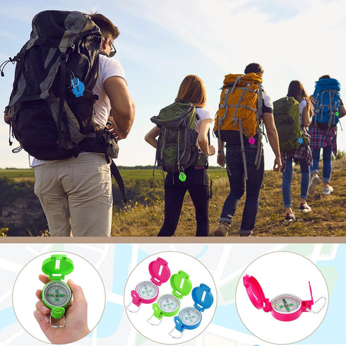 6 Pack Backpacking Sabary Multi-Color Mini Lensatic Compass with Lanyard Orienteering Navigation Compasses Hiking