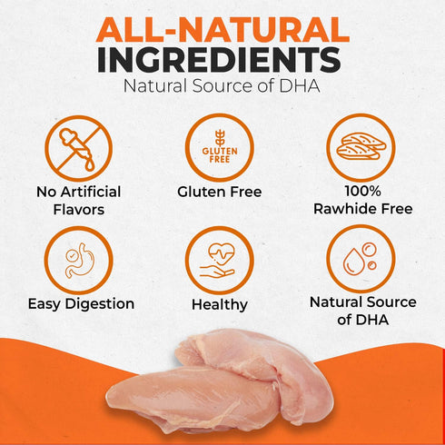 40 Pack 5-Inch Canine Naturals Puppy Chicken and Rice Chew - Rawhide Free Puppy Treats - Made with USA Chicken