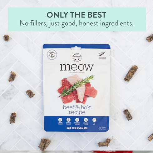 MEOW Air Dried Cat Food - Beef & Hoki Recipe, High Protein Dry Food for All Life Stages, 3.5 oz
