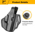 OWB Thumb Break Holster for Glock 17, 19, 19x, 22, 23, 31, 32, 45, Full Grain Leather, Right Hand