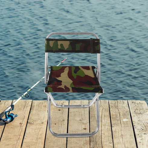Portable Folding Chair Large Size Lightweight Camping Seat for Outdoor Fishing Hiking Garden Use Camouflage Collapsible