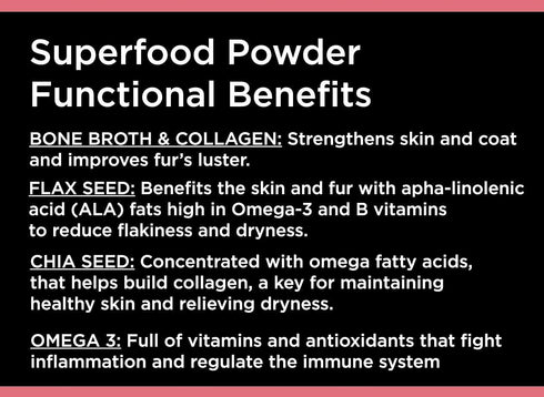 Nature's Diet Pet Bone Broth Protein Powder, Collagen, Chia Seed, Flax Seed & Omega 3, 6 oz (60 Servings)