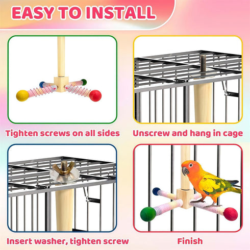 360 Finches Bird Stand Perch Toy, Bird Perch Parrot Toy Interactive Rotating Perch with Parrot Perch Paw Grinding Stick