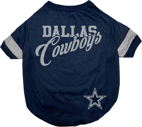 NFL Dallas Cowboys T-Shirt for Dogs & Cats - Small Football Dog Shirt, Updated Fashionable Stripe Design for NFL Fans