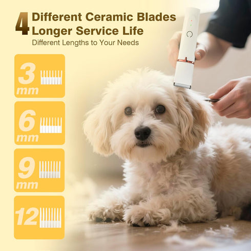 Petium 4-in-1 Trimmer,USB-C IPX4 Cats,6 Dog Grooming Clippers Kit-Quiet Dog Nail Grinder & Paw Rechargeable Cordless