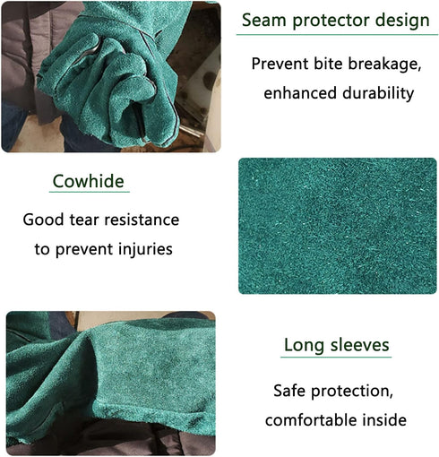 Hamiledyi Animal Handling Gloves, Bite Proof Reinforced Leather Padding for Dog Cat Scratch Protection, 23inch