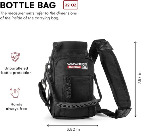 #1 32 oz 2 Wild Wolf Outfitters - Best Water Bottle Holder for Bottles - Carry, Protect and Insulate Your Flask