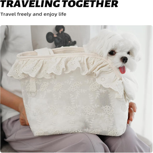 Puppy Carrier Dog Walking Bags, Mini for Dog, Cat, Rabbit, Small up to 5.5 lbs, Beige