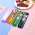 Facune 4 Colors Portable Travel Utensils with Case, Reusable Stainless Steel Cutlery Include Knife Fork Spoon Straw
