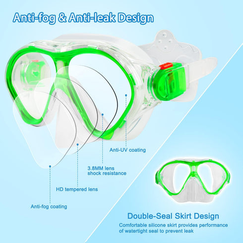 Gintenco Kids Snorkel Set, Unisex Diving Mask and Dry Top Snorkel Combo for Children
