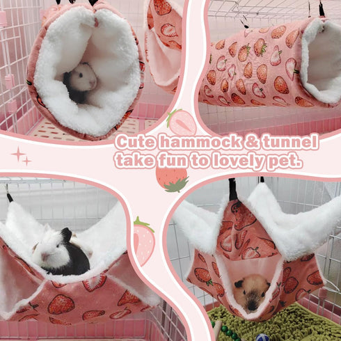 EAEDMY Hammock (4.Hammock) Rat Ferret Toys Cage Accessories, Guinea Pig Hideout Tunnel, Warm Bed for Rat Ferret Guinea