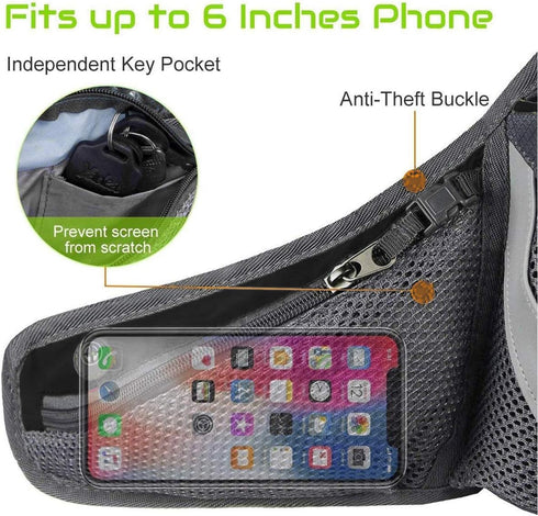 PYFK Hydration Waist Pack Running Belt with Water Bottle Holder for Men Women Reflective Fanny Bag Pouch