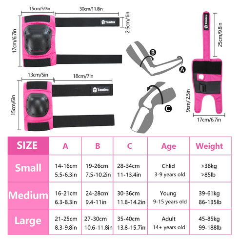 Skating Protective Gear for Kids, Knee Pads and Elbow Pads Set, Bike Wrist Guards for Roller Skating