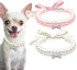 2 Pcs Dog Cat Pearl Collar Necklace, Fancy Rhinestone Bone Jewelry for Girl Cat Puppy Dogs (Pink+White)
