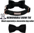 Black Dog Collars for Small Dogs, Cute Corduroy Dog Collar with Bow Tie, Adjustable Puppy Collars for Small Medium
