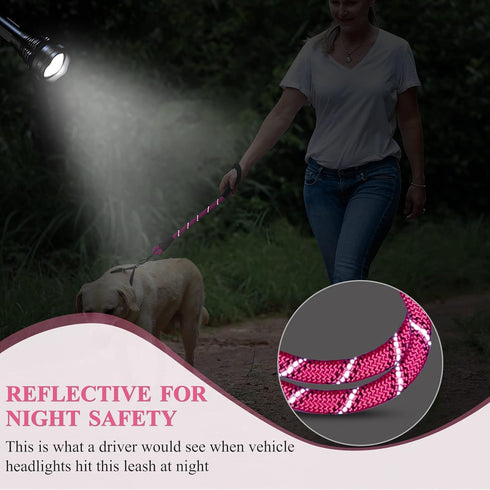 VIVAGLORY Short Rope Dog Leash - Neoprene Padded Handle, Training & Walking Durable Traffic Leash for Medium & Large