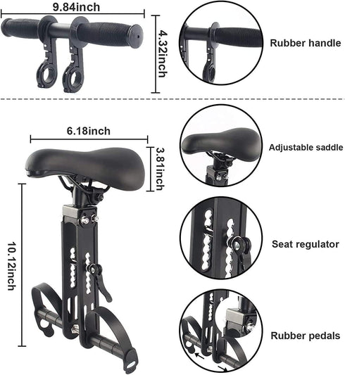 shouldbuy 2~5 Kids Bike Seat Replacement with Handlebar,Detachable Front Mounted Child Bicycle Seat with Foot Pedals
