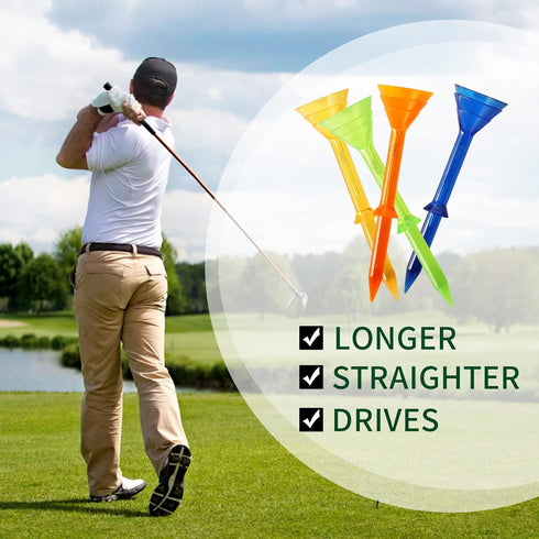 ToVii 3-1/4" Big Cup Plastic Golf Tees, 40 Pack, Excellent Durability and Stability Tees