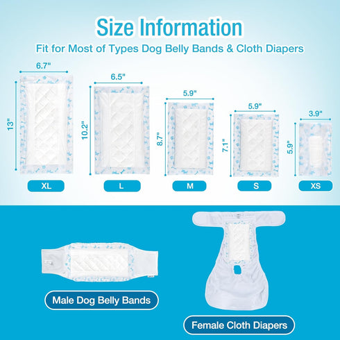 L-50ct) Pet Soft Dog Diaper Liners - Disposable Dog Diaper Booster Pads for Male & Female Dogs fit Most Dog Wraps